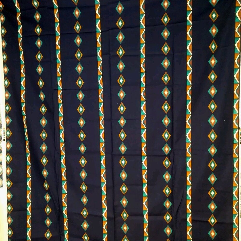 Cranston VIP Southwest Geometric Print Fabric Blue Brown Sewing Material 87x45"